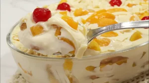 Pavê de Pêssego com Chocolate Branco já Faça essa Sobremesa