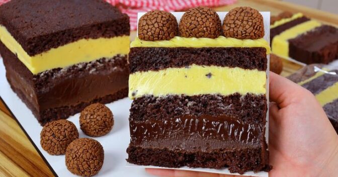 Bolos: Bolo de Fatias de Brigadeiro Cremoso de Maracujá e Brigadeiro Trufado