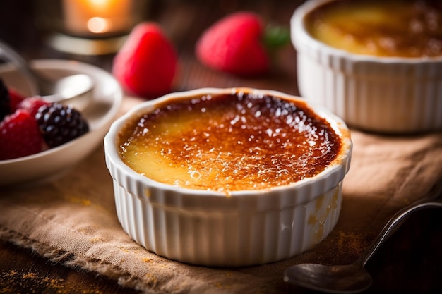 Crème Brûlée com Frutas Vermelhas 