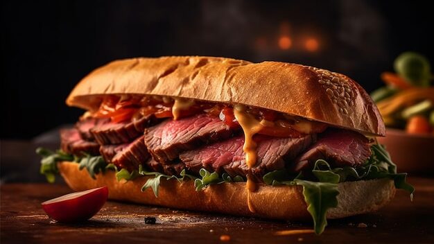 Lanche: Sanduíche de Rosbife Caseiro com Molho de Queijo tipo Arby’s