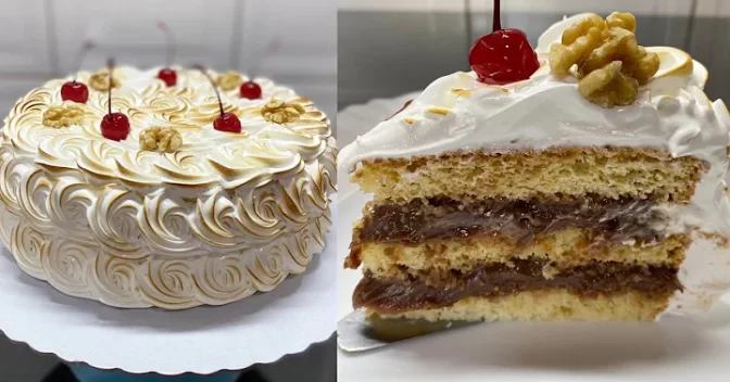 Bolos: Bolo de Nozes com Marshmallow e Uso de Maçarico