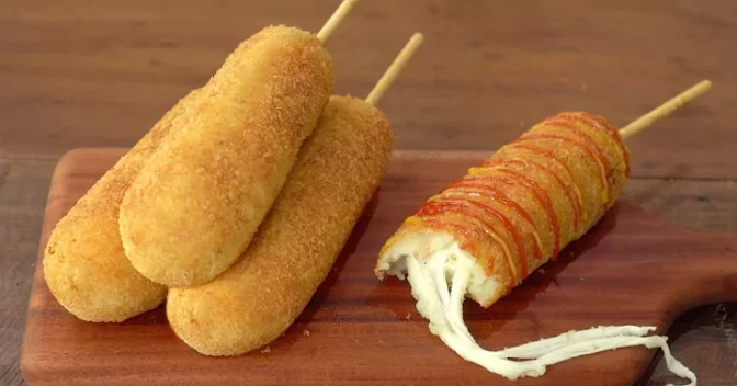 Lanche: Hot Dogs de Batata com Queijo Coreano