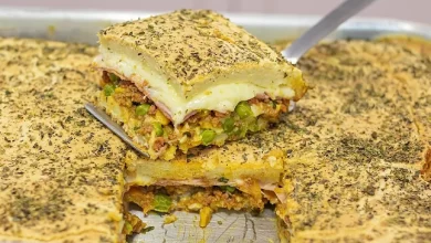 Torta Salgada de Carne Moída com Presunto e Queijo