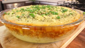 Purê de Batata Doce com Frango Cremoso no Forno