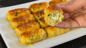 Croquete de Aipim com Frango Acebolado