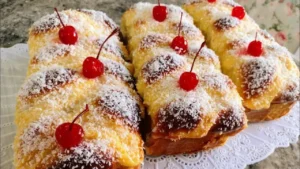 Rosca de creme caseira com massa fofinha