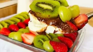 Sobremesa fondue gelado com ganache