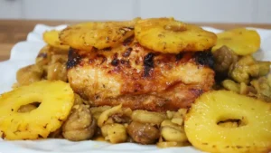 Lombo de Porco Assado com Ananás e Castanhas no Forno