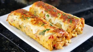 Rocambole Salgado de Batata com Frango e Bacon Assado no Forno