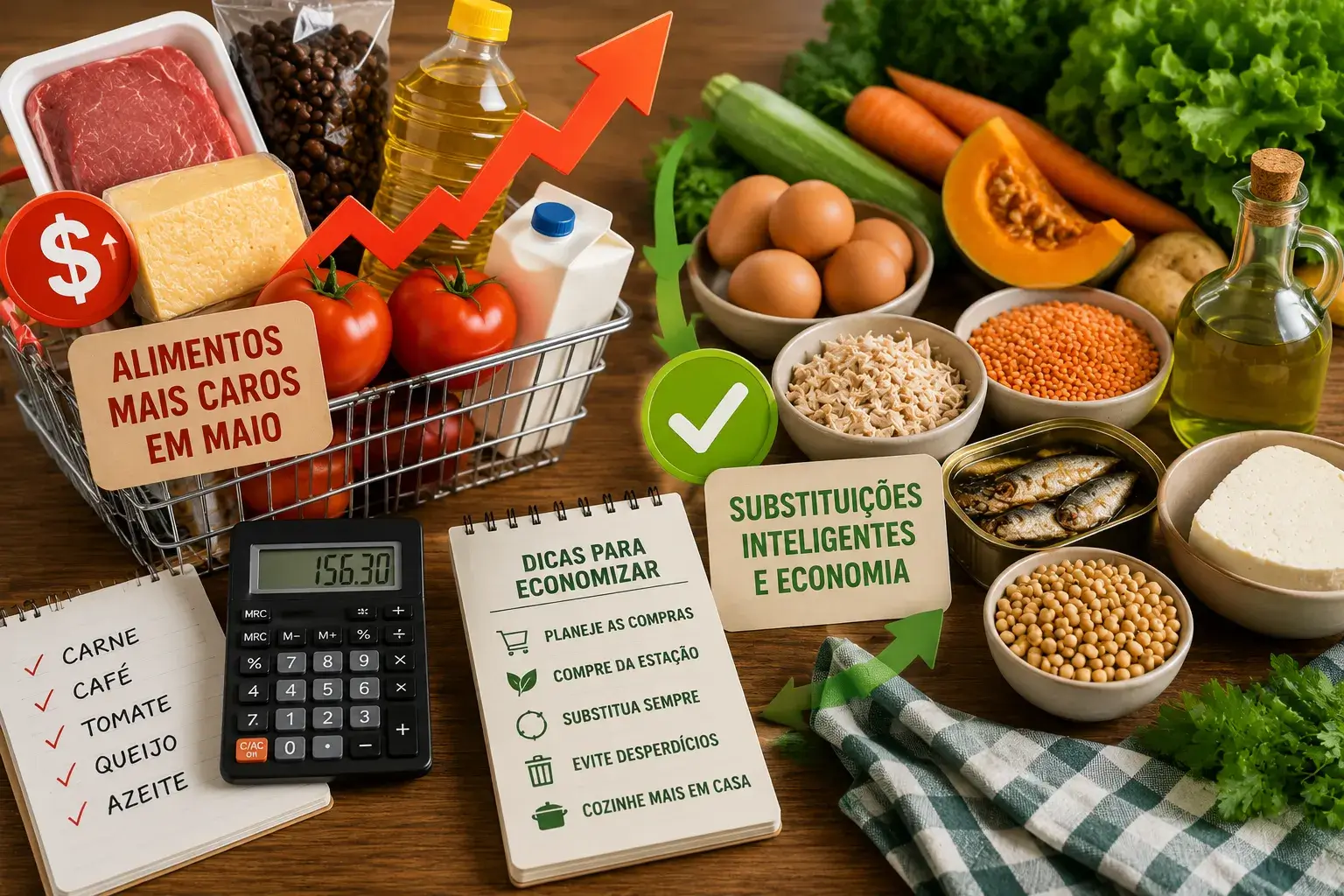 Alimentos que subiram de preço em maio e como substituir sem pesar no bolso