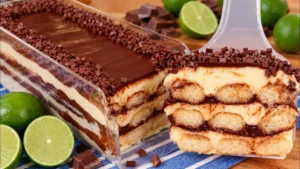 Pavê de Corte de Limão com Chocolate: Fácil, Cremoso e Sem Gelatina