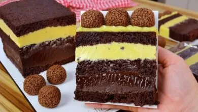 Bolo de Fatias de Brigadeiro Cremoso de Maracujá e Brigadeiro Trufado