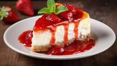 Cheesecake Tradicional com Calda de Morango