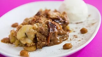 Sobremesa de Crumble Crocante com Banana e Doce de Leite